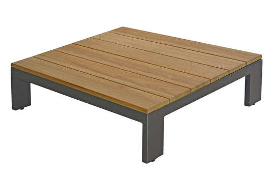 Mick lage tafel 95x95x25cm - alu antraciet teak - Max & Luuk