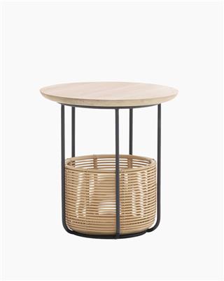 Basket Side Table Medium Dia 45X46,5Cm With Oak Top