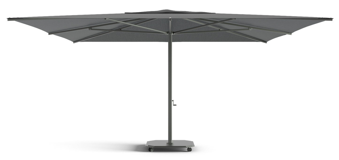 Caractère JCP.2 Series parasol 500x500cm met parasolvoet op wielen en beschermhoes