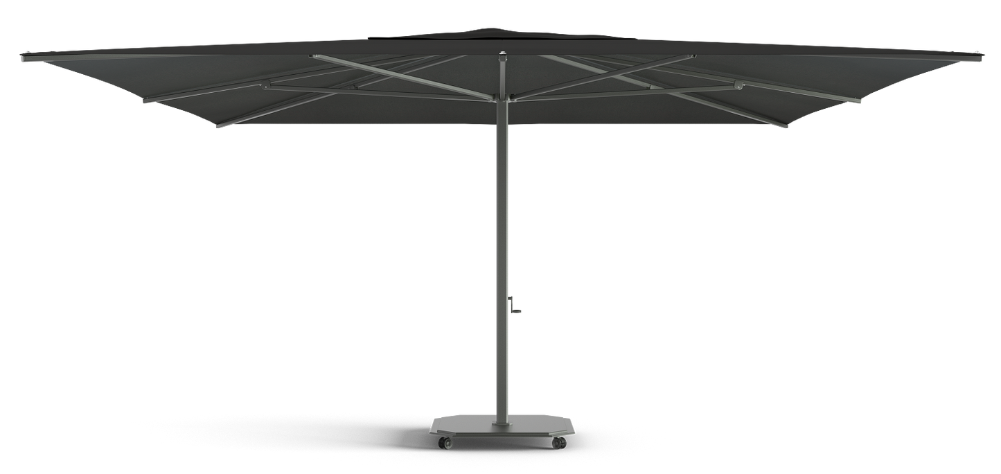 Caractère JCP.2 Series parasol 500x500cm met parasolvoet op wielen en beschermhoes