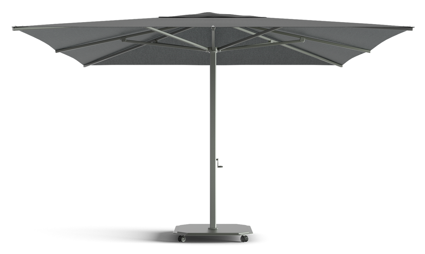 Caractère JCP.2 Series Parasol 400x400cm met parasolvoet op wielen en beschermhoes