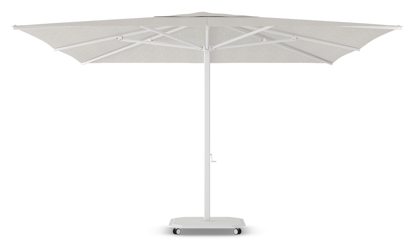 Caractère JCP.2 Series Parasol 400x400cm met parasolvoet op wielen en beschermhoes