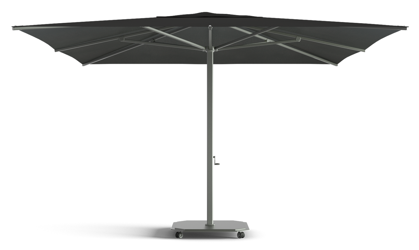 Caractère JCP.2 Series Parasol 400x400cm met parasolvoet op wielen en beschermhoes