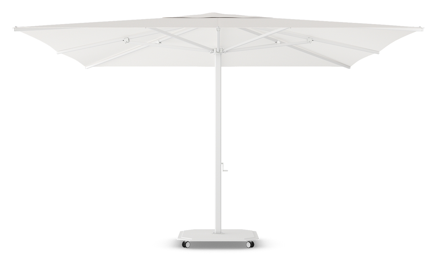 Caractère JCP.2 Series Parasol 400x400cm met parasolvoet op wielen en beschermhoes