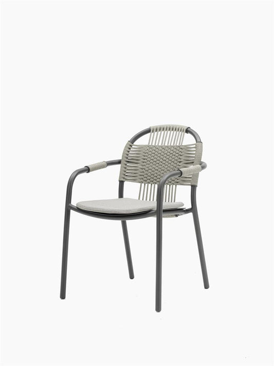 Cleo Dining Armchair Fossil Grey/Misty Dots Rope