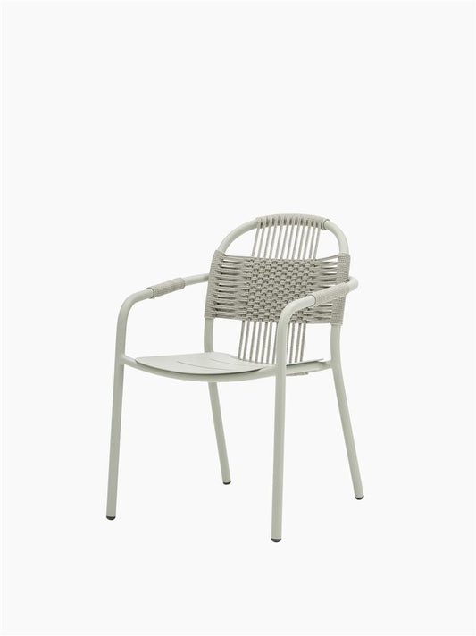 Cleo Dining Armchair Sage Green/Misty Dots Rope