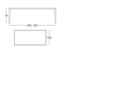 Volta Dining Table 240X100 Teak Frame Ceramic Top Masai Blanco