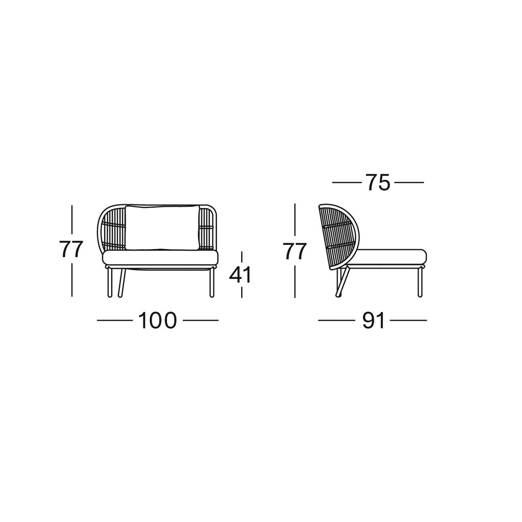 Kodo Modular 1 Seater Right Dune White