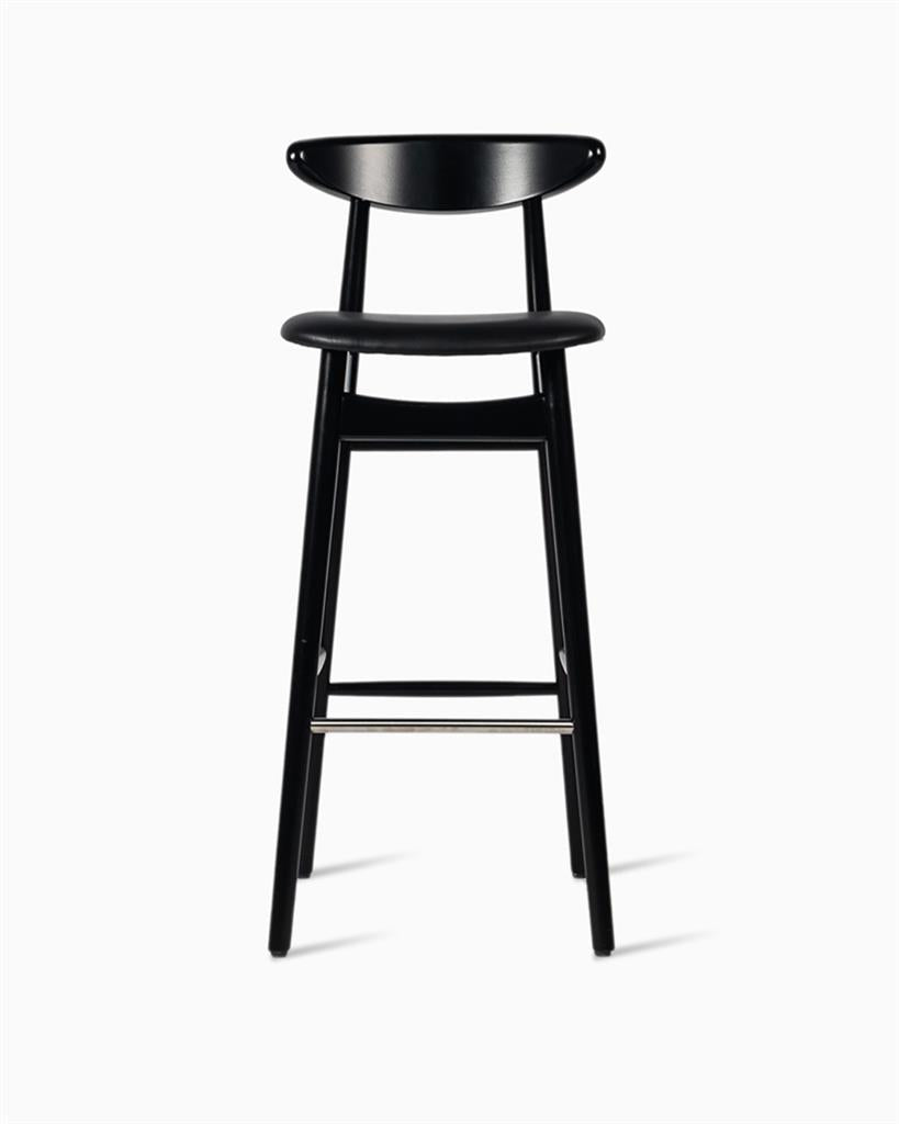 Teo Bar Stool Nearly Black Vegan Leather Seat Black