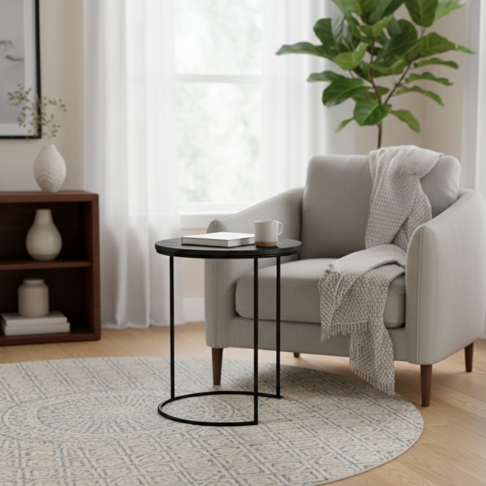 FARO side table d50 eiken zwart metaal - Castle Line – Design-Master