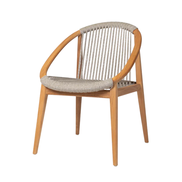 Frida Dining Chair - Untreated Teak polypropylene rope (dune white of anthractite) - Vincent Sheppard