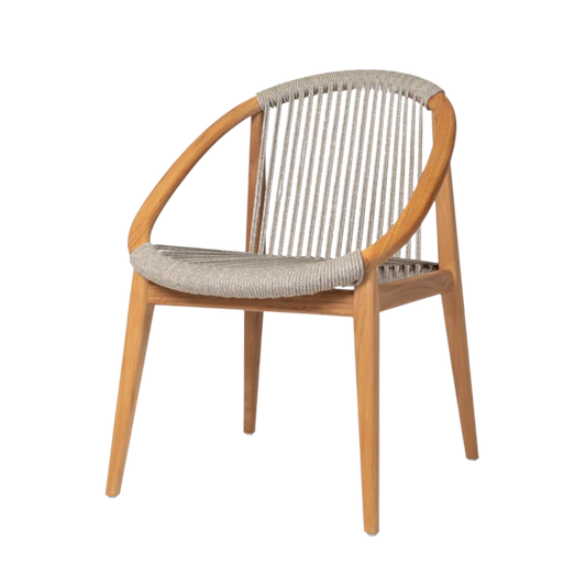 Frida Dining Chair - Untreated Teak polypropylene rope (dune white of anthractite) - Vincent Sheppard