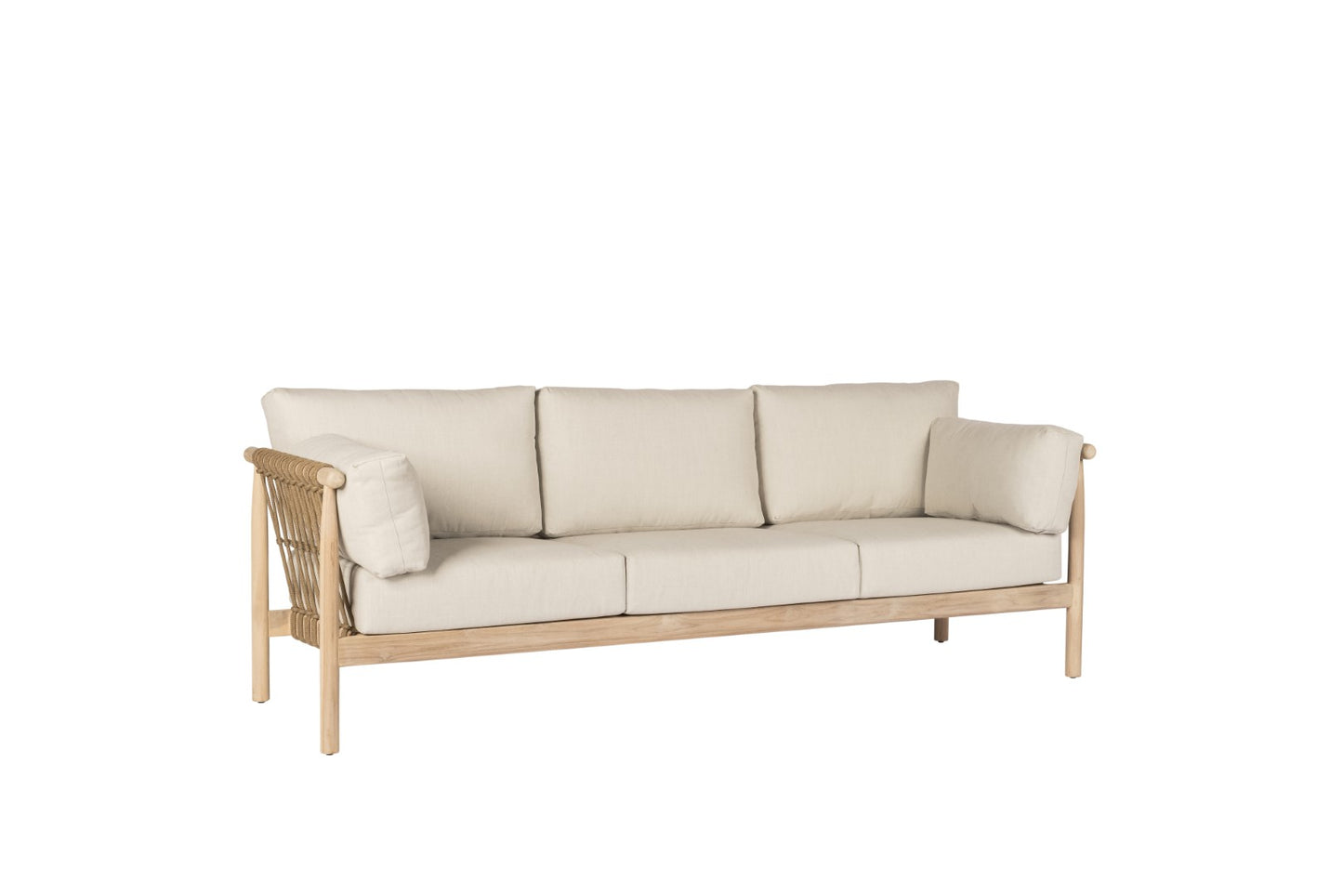 Rik sofa lage bank aged teak finish/camel (incl - AW kussens light grey) - Max & Luuk